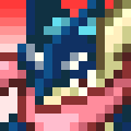 A picture of Greninja as represented in the Pokemon Picross puzzle game